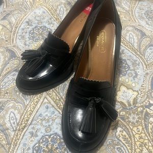 Coach block heel loafers with tassels. Black great condition. 7.5